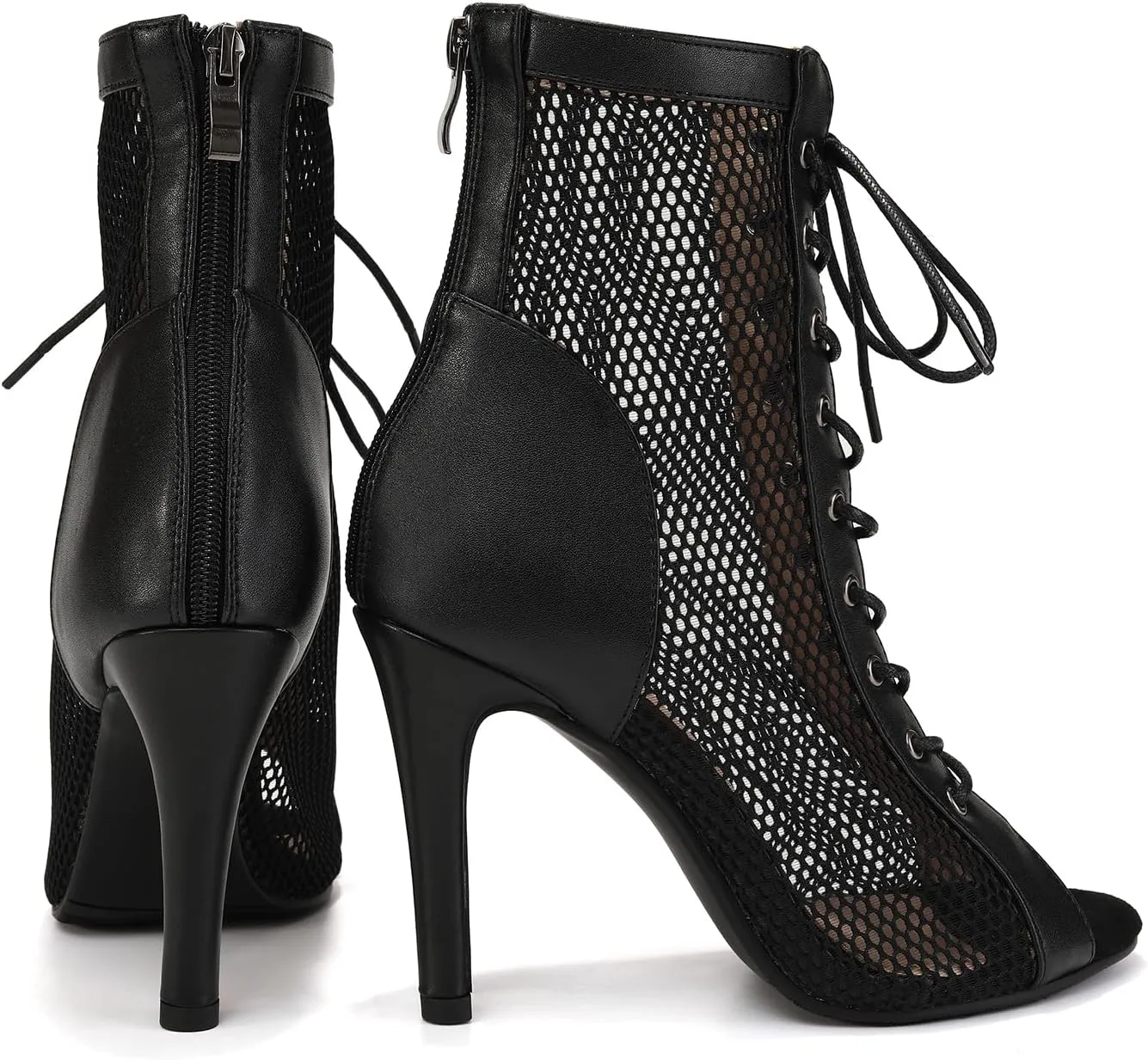 SWDZM Women Latin Dance Boots Ankle Open Toe Ballroom Salsa Professional Dancing Heels