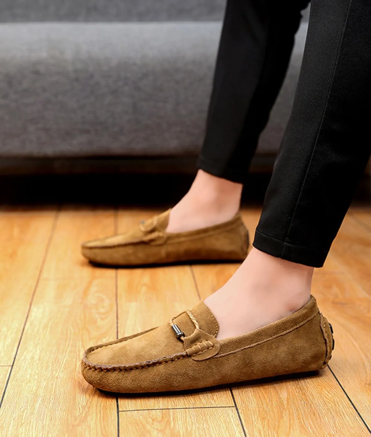 TangDao Men’s Loafers Slip On Shoes, Suede Cowhide Moccasins Boat Shoes, Casual Walking Driving Shoes for Spring Autumn