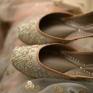 Taupe Grey Silk Canvas base juttis - handmade genuine leather punjabi jutti/khussa/mojari/flats/bridal shoes