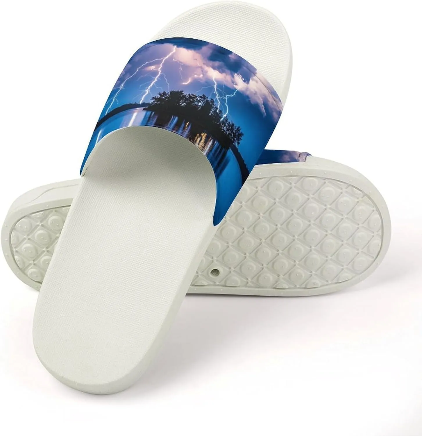 Thunder in The Sky Funny House Sandals Non Slip Shower Slippers Quick Drying Bathroom Shoes for Women Men