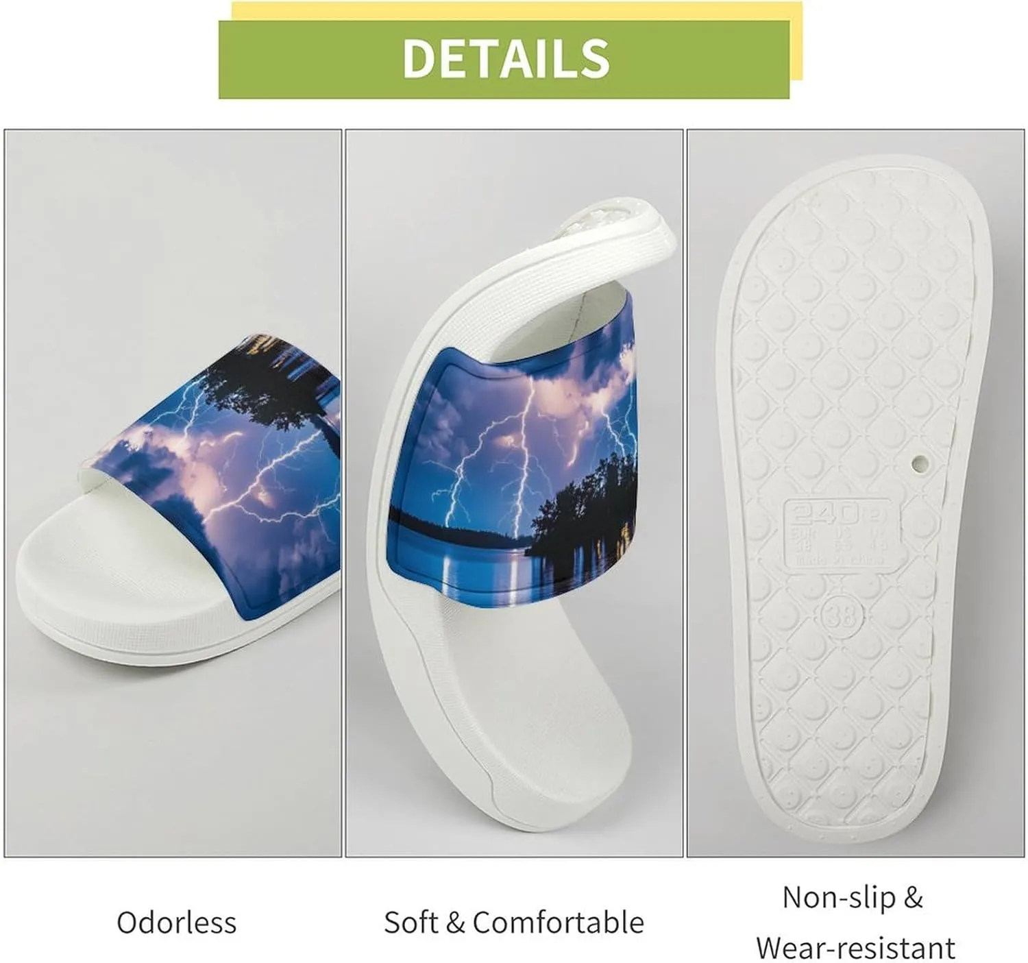 Thunder in The Sky Funny House Sandals Non Slip Shower Slippers Quick Drying Bathroom Shoes for Women Men