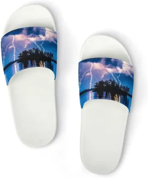 Thunder in The Sky Funny House Sandals Non Slip Shower Slippers Quick Drying Bathroom Shoes for Women Men