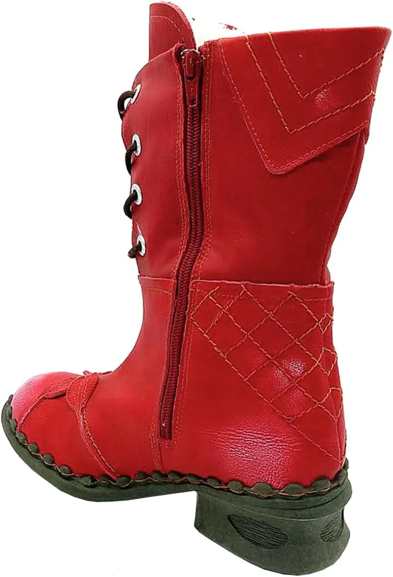 TMA EYES Women's Winter Fashion Novelty Side Zipper Calf Boots