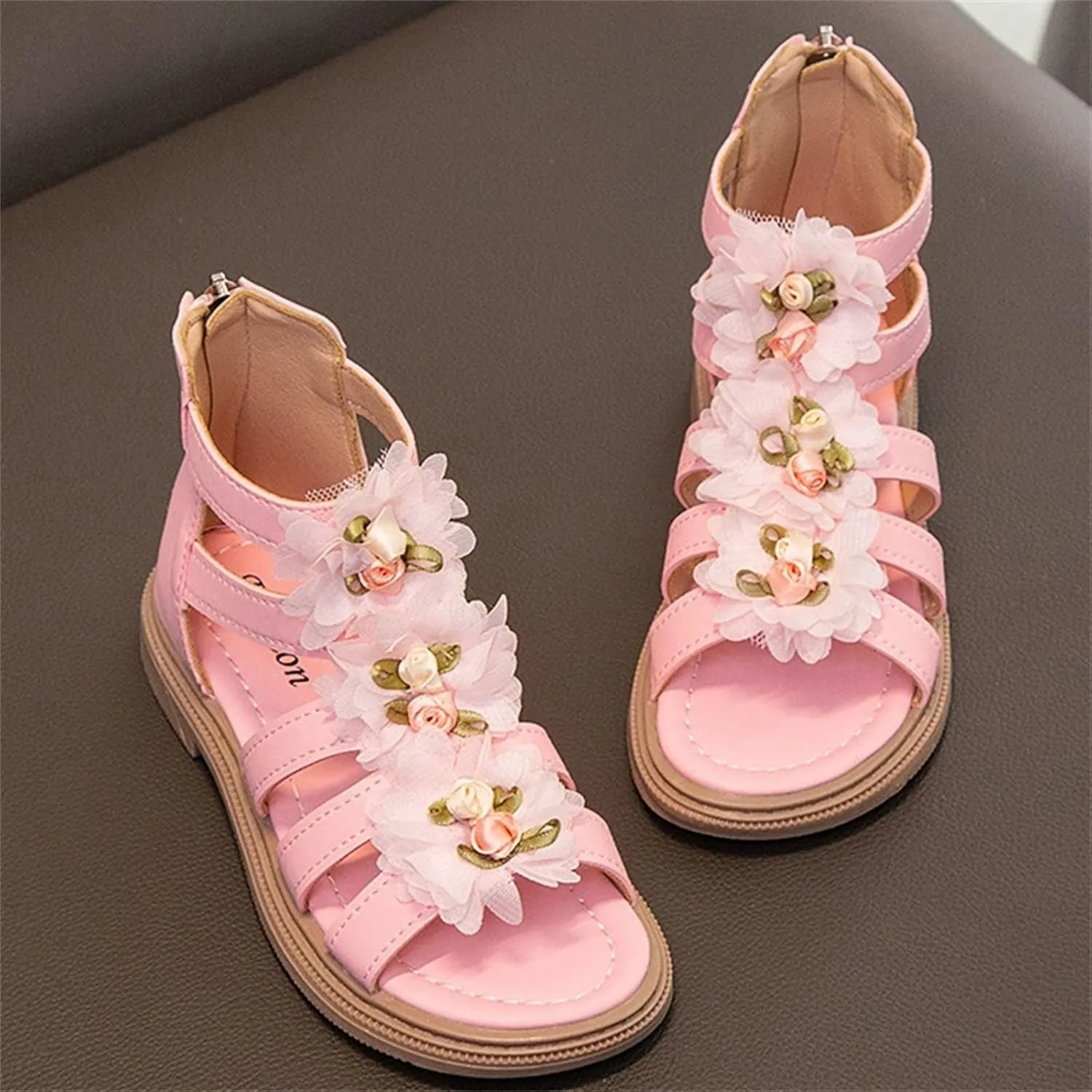 Toddler Dinosaur Slippers Flowers High Top Roman Sandals Zipper Design Little Child/Big Kids Toddler Christmas Slippers