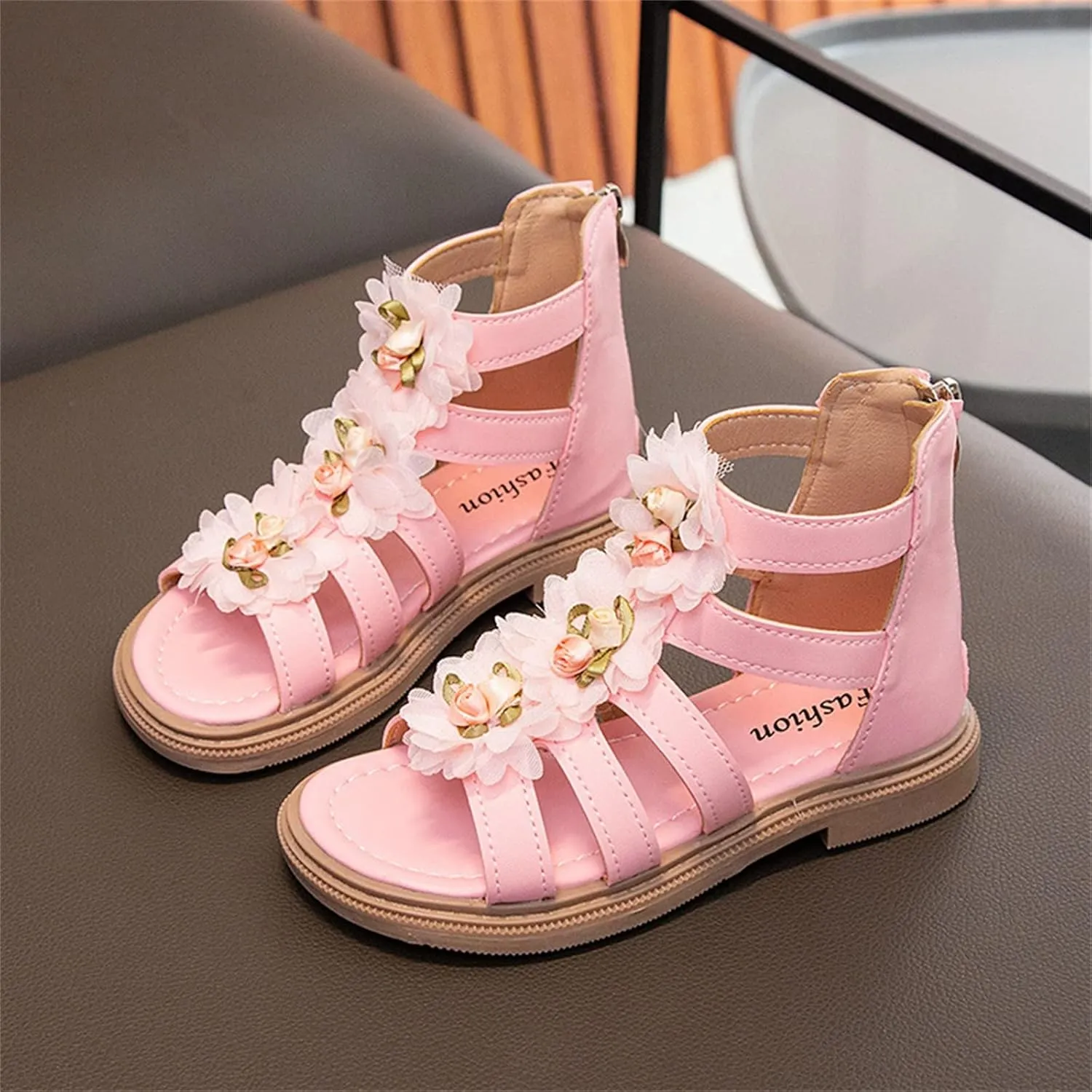 Toddler Dinosaur Slippers Flowers High Top Roman Sandals Zipper Design Little Child/Big Kids Toddler Christmas Slippers