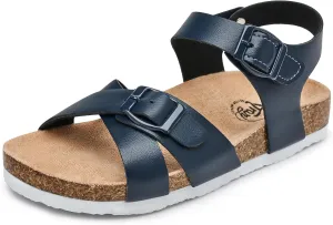 Trary Girls Sandals Open Toe Casual Summer Shoes with Cork Footbed Comfortable Flat Sandals for Little Kids