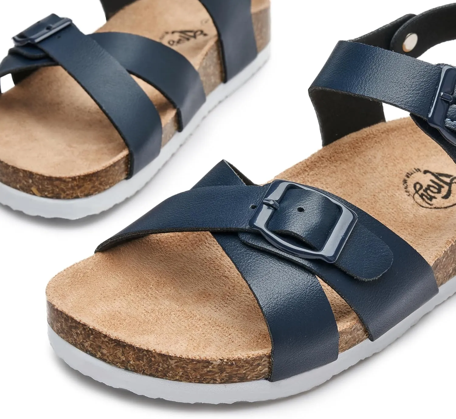 Trary Girls Sandals Open Toe Casual Summer Shoes with Cork Footbed Comfortable Flat Sandals for Little Kids