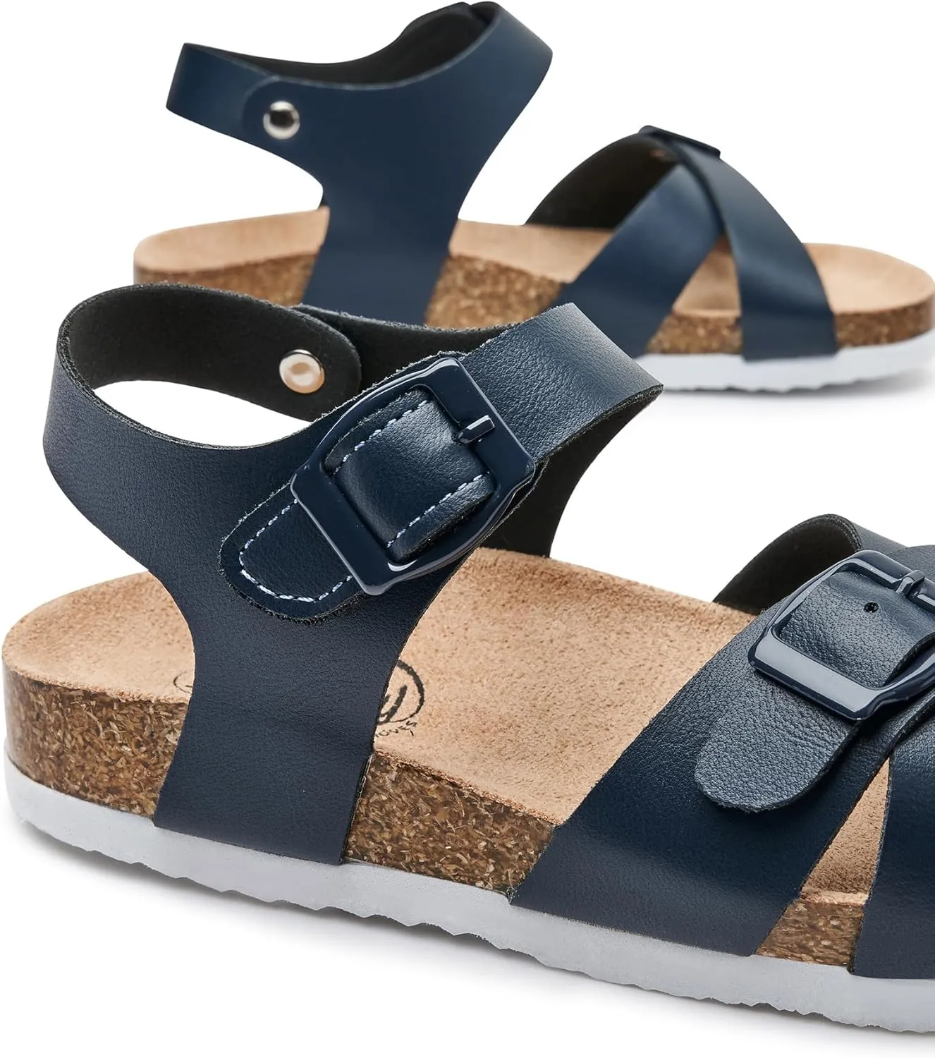 Trary Girls Sandals Open Toe Casual Summer Shoes with Cork Footbed Comfortable Flat Sandals for Little Kids