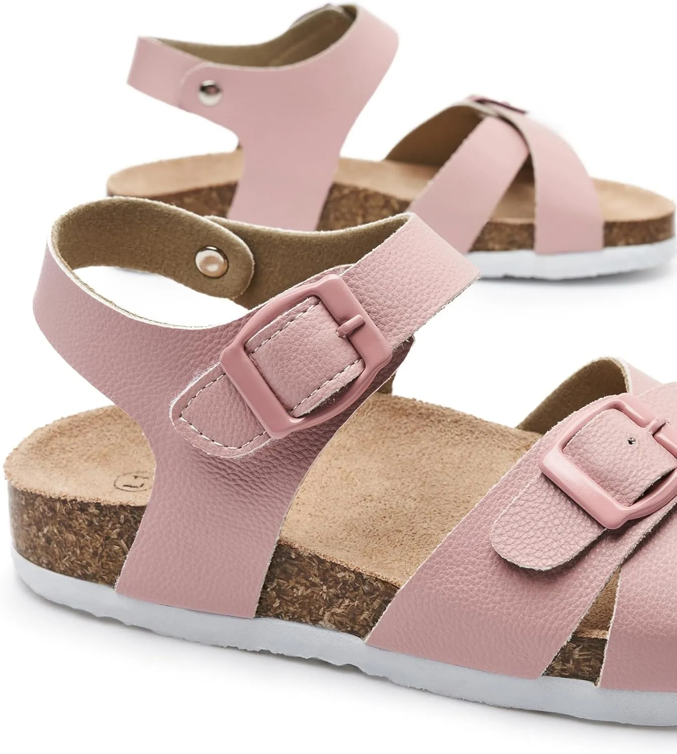 Trary Girls Sandals Open Toe Casual Summer Shoes with Cork Footbed Comfortable Flat Sandals for Little Kids