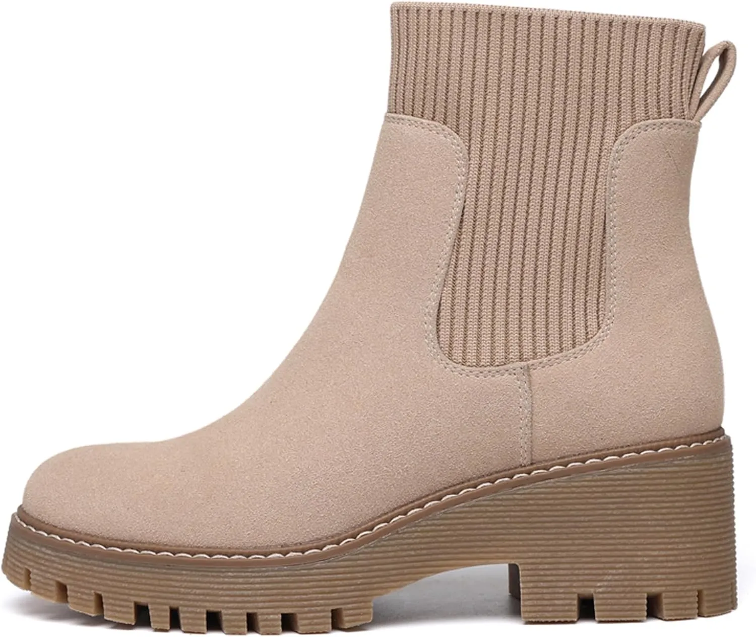 TYNDALL Women's Platform Chelsea Boots Fashion Shoes Meets Comfort Elastic Detail Ankle Heel Lug Sole Chunky Booties