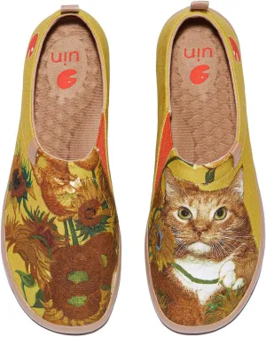 UIN Women's Art Travel Shoes Slip On Casual Loafers Lightweight Comfort Fashion Sneaker Fat Cat Art Toledo Ⅰ Sunflowers and Cat (8)