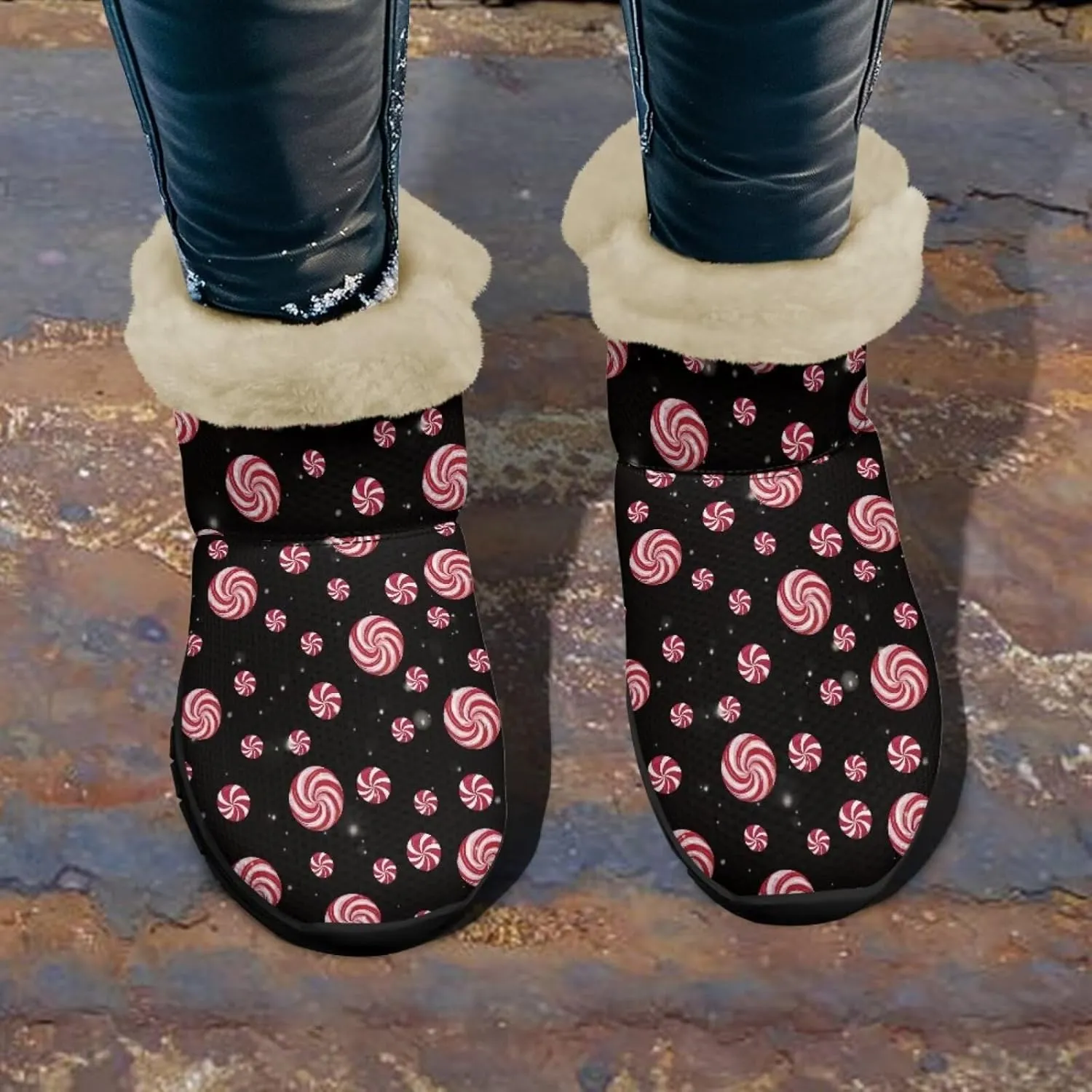 UNICEU Winter Boots for Women Warm Faux Fur Lined Ankle Booties Soft Cozy Fluffy Fuzzy Boots Christmas Snow Boots