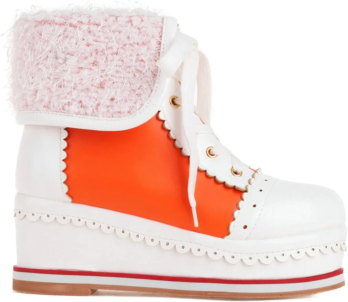 UniqueStride Womens Cute Kawaii Platform Wedge Ankle Boots Lace Up Brogue Lolita Booties