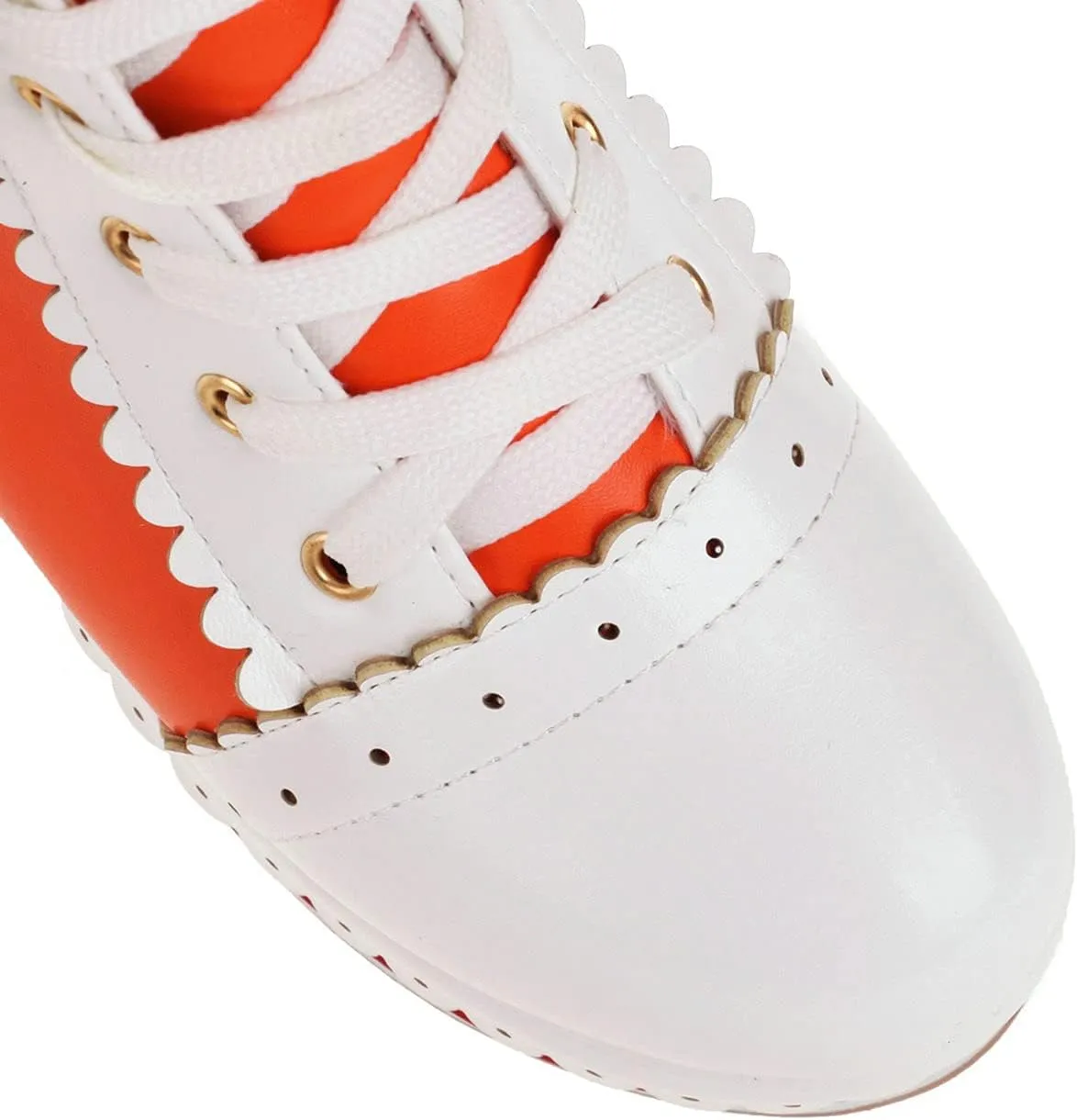 UniqueStride Womens Cute Kawaii Platform Wedge Ankle Boots Lace Up Brogue Lolita Booties