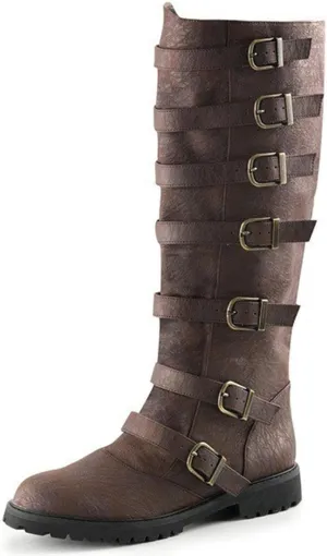 Unisex Medieval Pirate Boots Men's Renaissance Boot Halloween PU Leather Costume Boot Gothic Cosplay Shoes