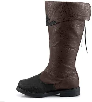 Unisex Renaissance Medieval Cosplay Halloween Cosplay Boots PU Leather Mid Calf Lace Up Leather Pirate Gothic Viking Tied Shoes