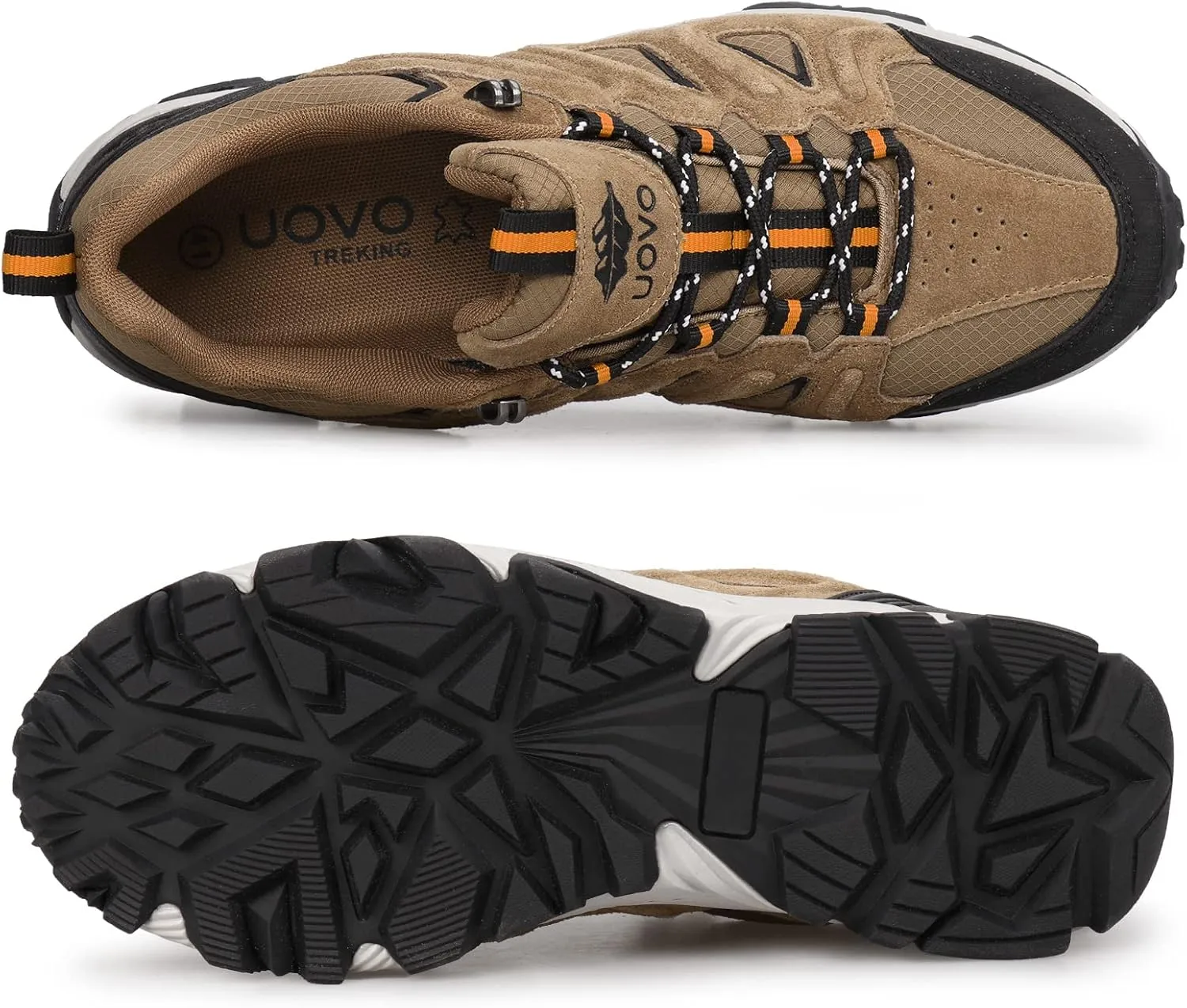 UOVO Men's Waterproof Hiking Shoes Suede Leather Low Cut Non-Slip Durable Lightweight Breathable Casual Walking Shoes for Men Outdoor Trailing Trekking Climbing
