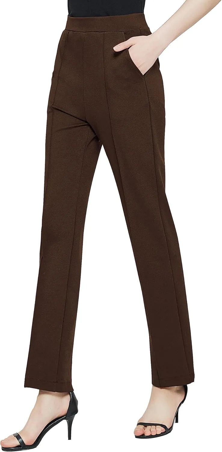 Urban CoCo Women's Yoga Dress Pants Stretchy Casual Slacks Straight Leg Work Pants with Pockets