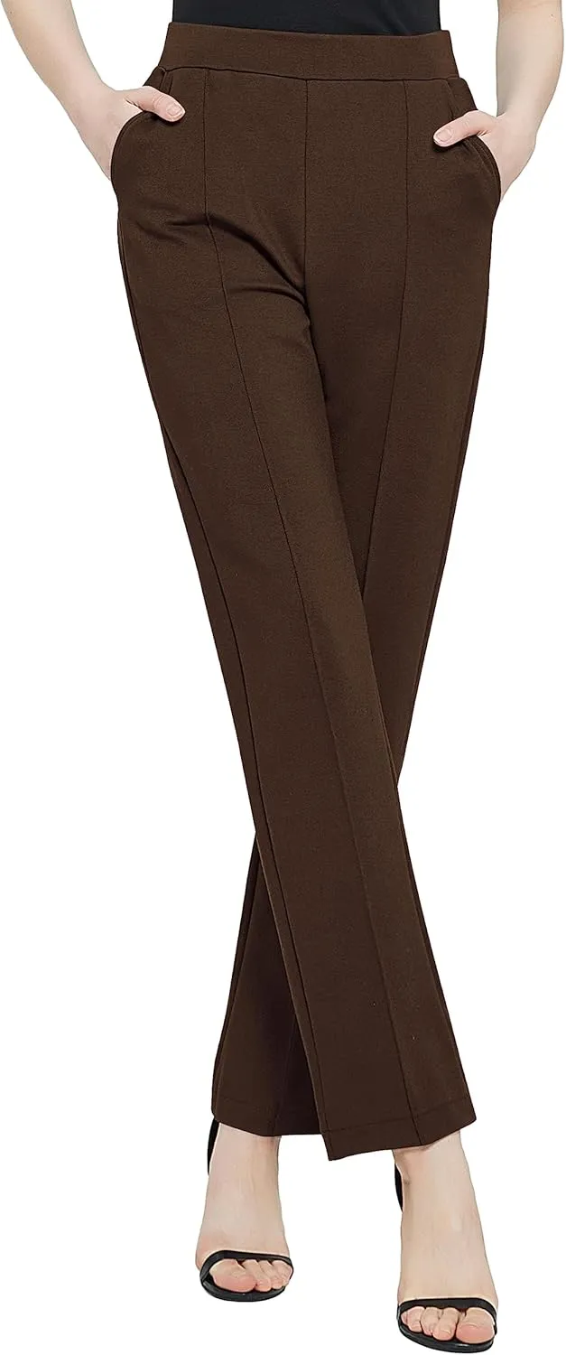 Urban CoCo Women's Yoga Dress Pants Stretchy Casual Slacks Straight Leg Work Pants with Pockets