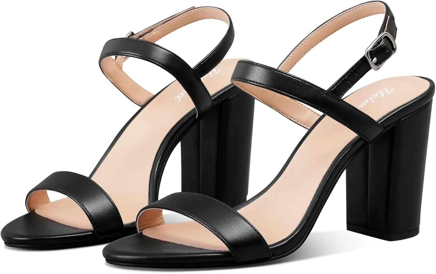 USIMAD Chunky Heeled Sandals for Women with Round Toe Block Heel