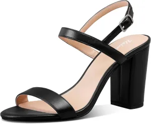 USIMAD Chunky Heeled Sandals for Women with Round Toe Block Heel