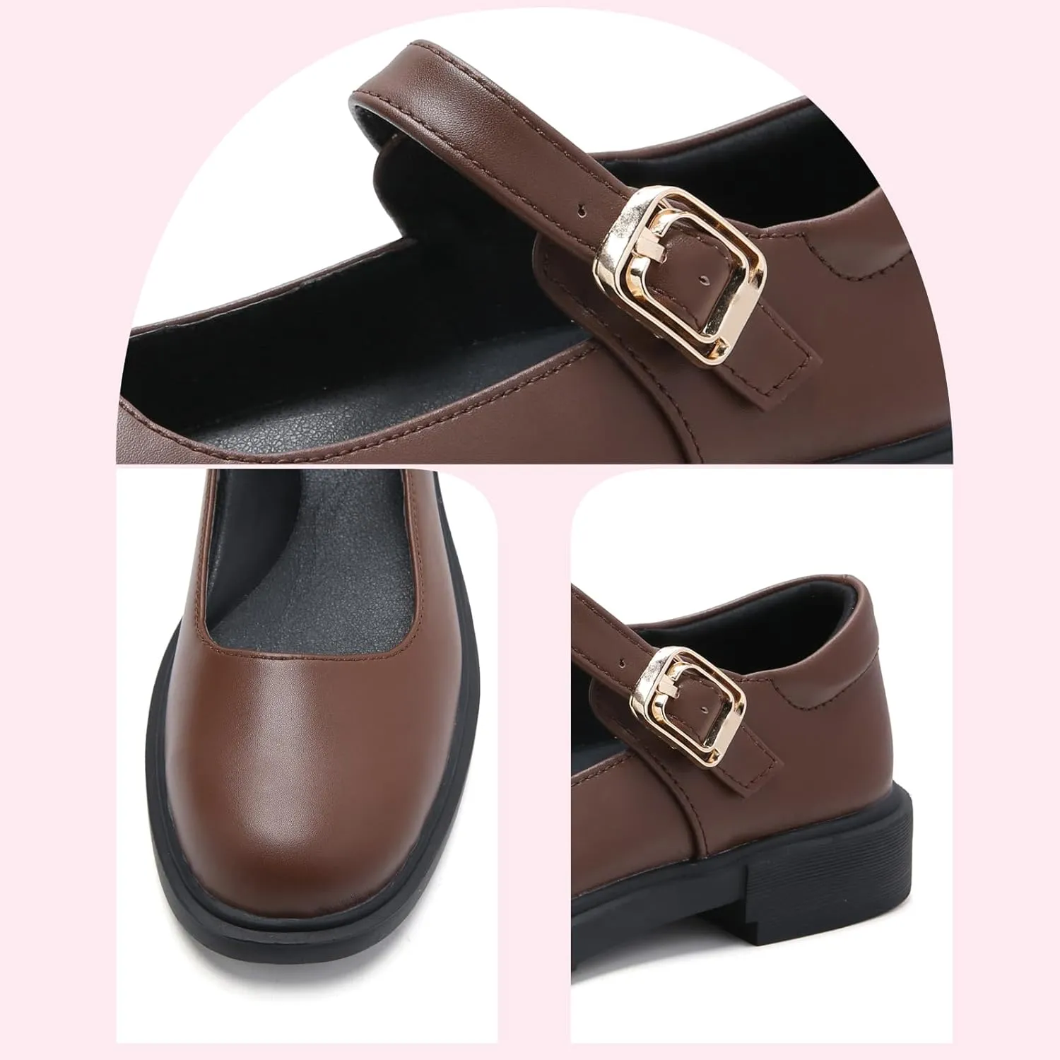 UZB Mary Jane Shoes Womens Flats Shoes Round Toe Ankle Strap Dress Ballet Shoes