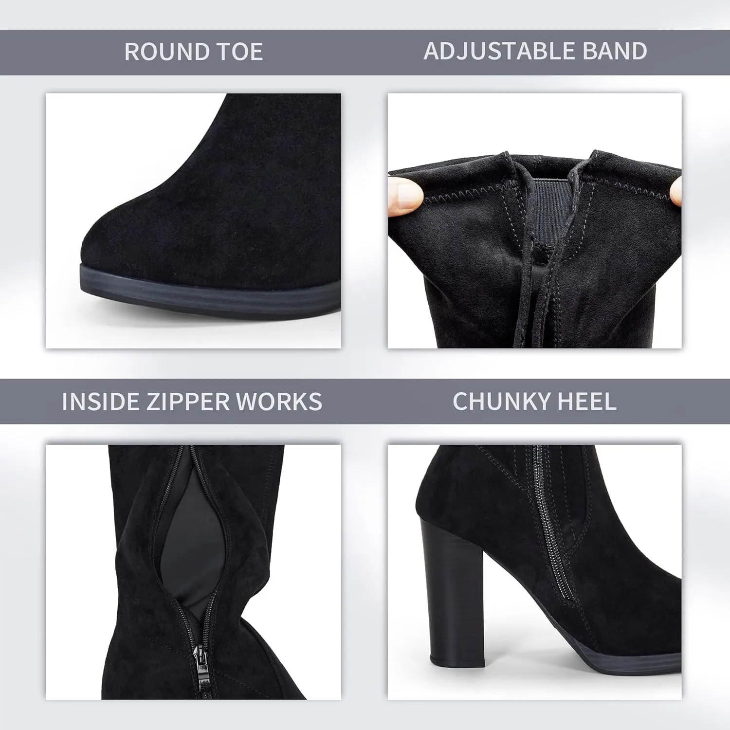 Vepose Women's Thigh High Black Over The Knee Boots, Tall Suede Knee High 996 Boot