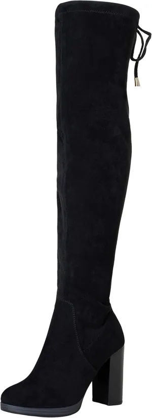 Vepose Women's Thigh High Black Over The Knee Boots, Tall Suede Knee High 996 Boot