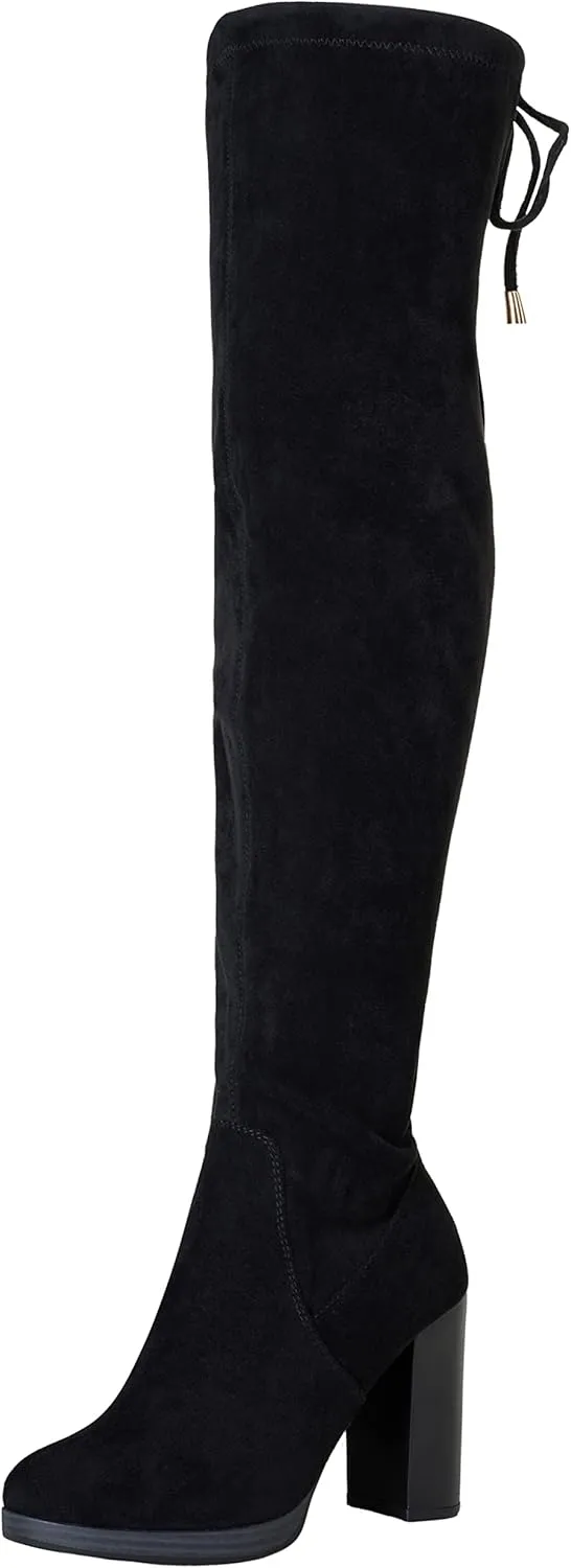 Vepose Women's Thigh High Black Over The Knee Boots, Tall Suede Knee High 996 Boot