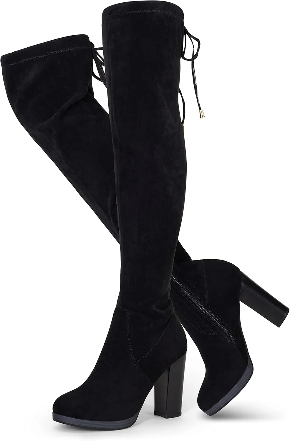 Vepose Women's Thigh High Black Over The Knee Boots, Tall Suede Knee High 996 Boot