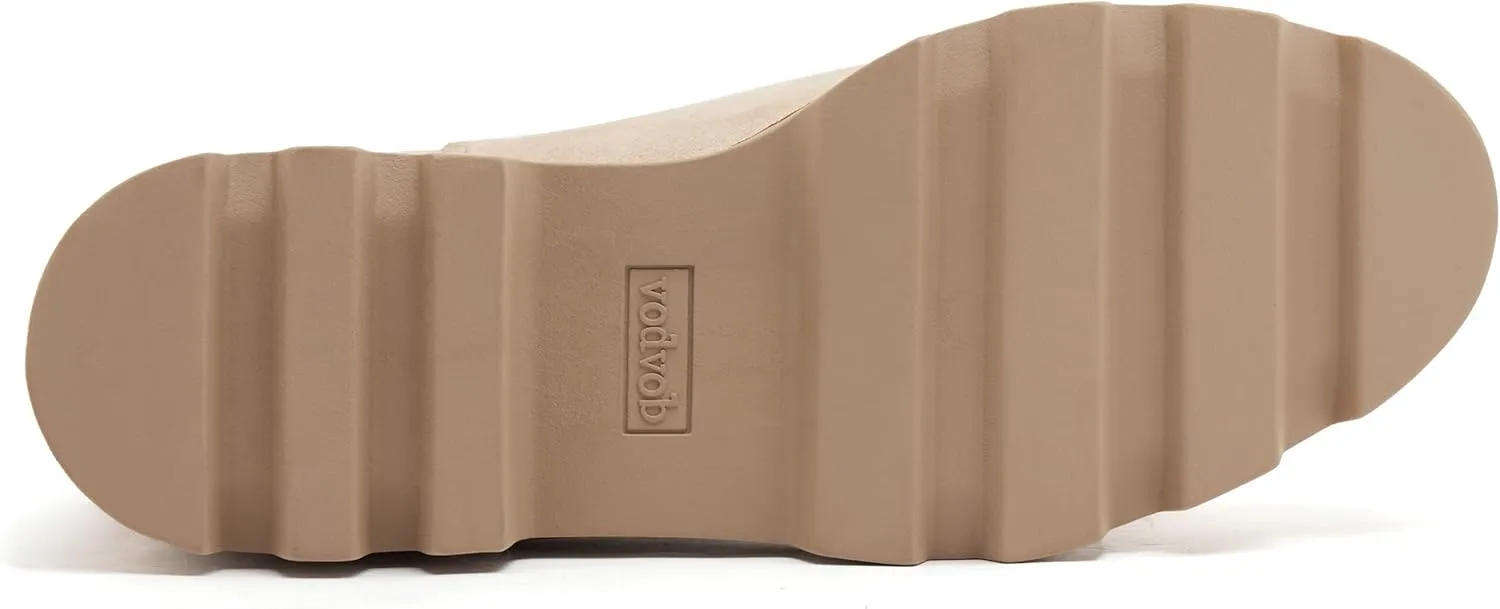 vodvob Women's Elastic Chelsea Boots Chunky Block Heel Platform Lug Sole Ankle Booties