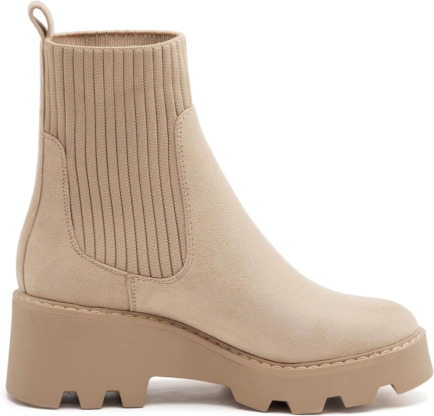 vodvob Women's Elastic Chelsea Boots Chunky Block Heel Platform Lug Sole Ankle Booties