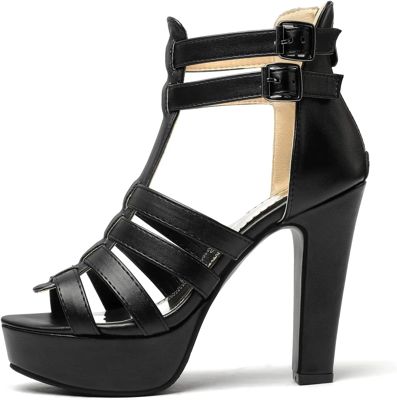 VOMIRA Platform Gladiator Sandals for Women Peep Toe Chunky Block High Heel Cutout Summer Sandals Breathable Roman Style Heeled Sandals