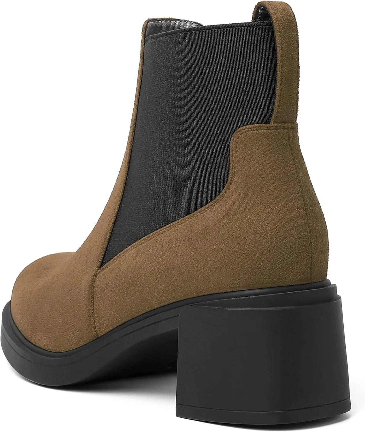 WAYDERNS Womens Slip On Suede Outdoor Round Toe Casual Chunky Mid Heel Ankle High Boots 2.2 Inch