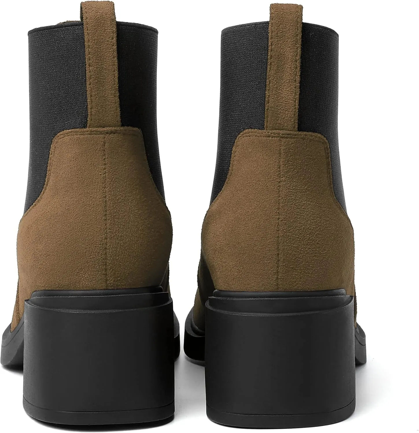 WAYDERNS Womens Slip On Suede Outdoor Round Toe Casual Chunky Mid Heel Ankle High Boots 2.2 Inch