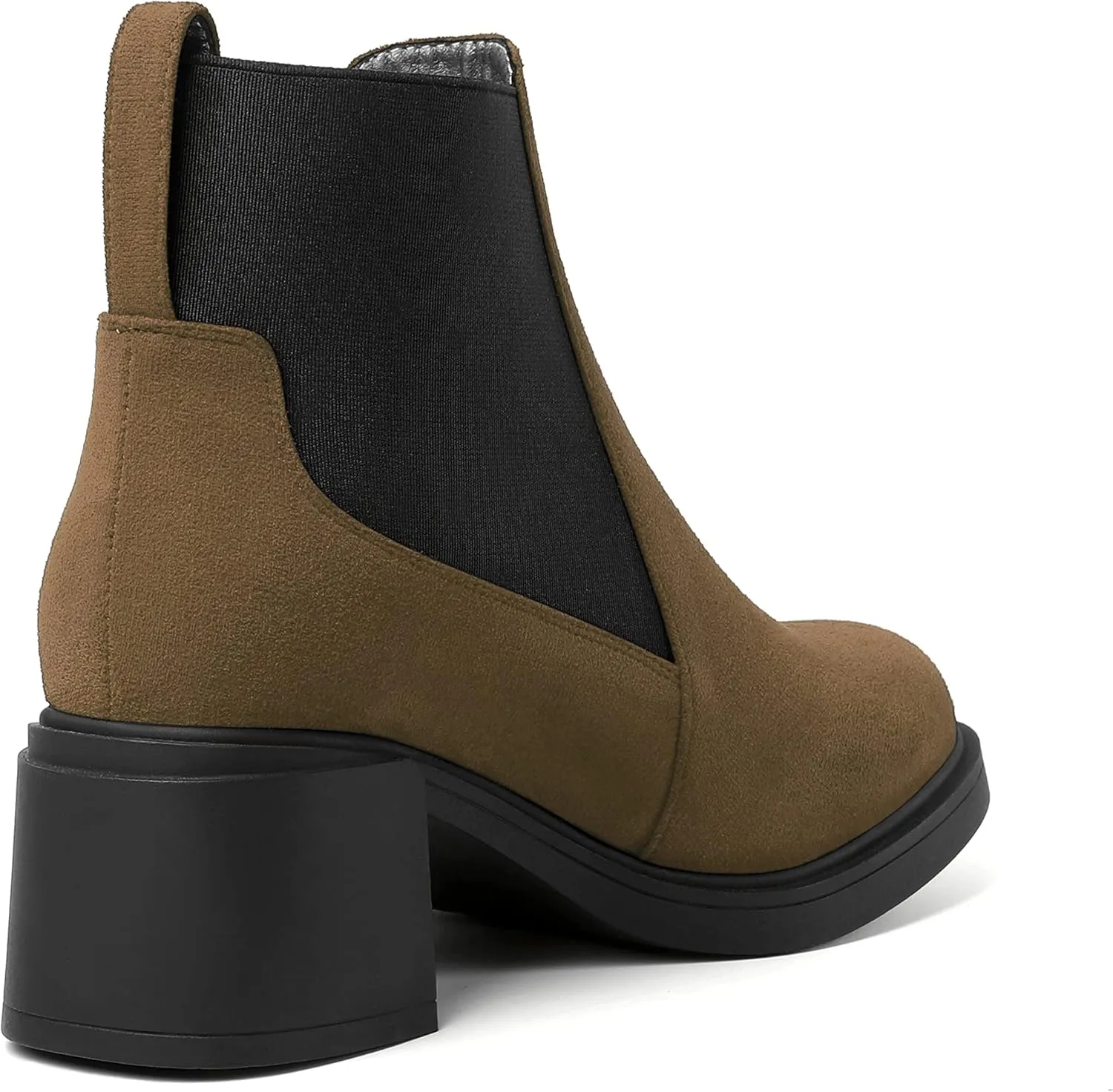 WAYDERNS Womens Slip On Suede Outdoor Round Toe Casual Chunky Mid Heel Ankle High Boots 2.2 Inch