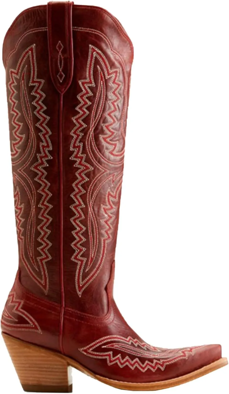 Western Women's Cowboy Boots Fashion Knee-High Boots With Classic Embroidery Side Zipper And Chunky Heel Pointy Toe Dress Boots