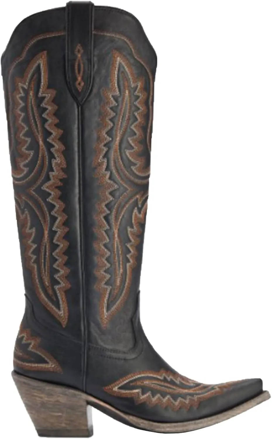 Western Women's Cowboy Boots Fashion Knee-High Boots With Classic Embroidery Side Zipper And Chunky Heel Pointy Toe Dress Boots