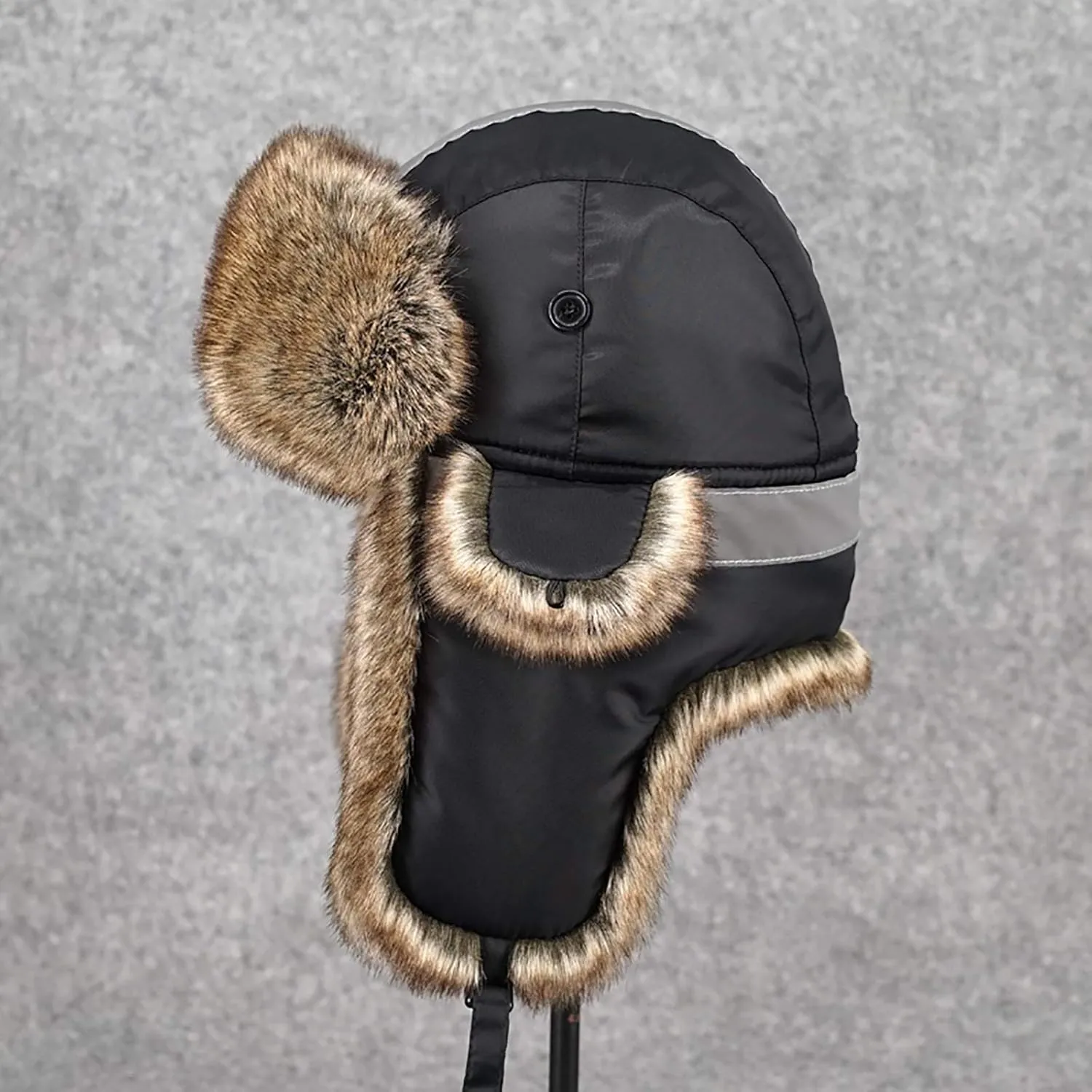 Winter Hats, Hat Trapper Hat Faux Fur Aviator Hat with Ear Flaps Russian Winter Cold Weather Hat Men Women Fleece Lined