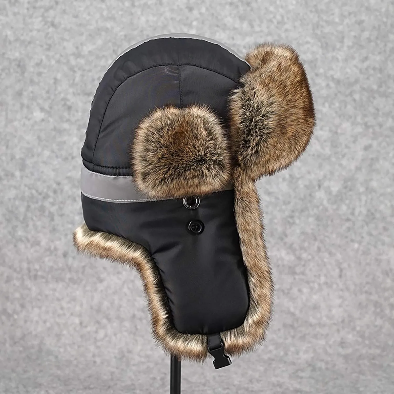 Winter Hats, Hat Trapper Hat Faux Fur Aviator Hat with Ear Flaps Russian Winter Cold Weather Hat Men Women Fleece Lined