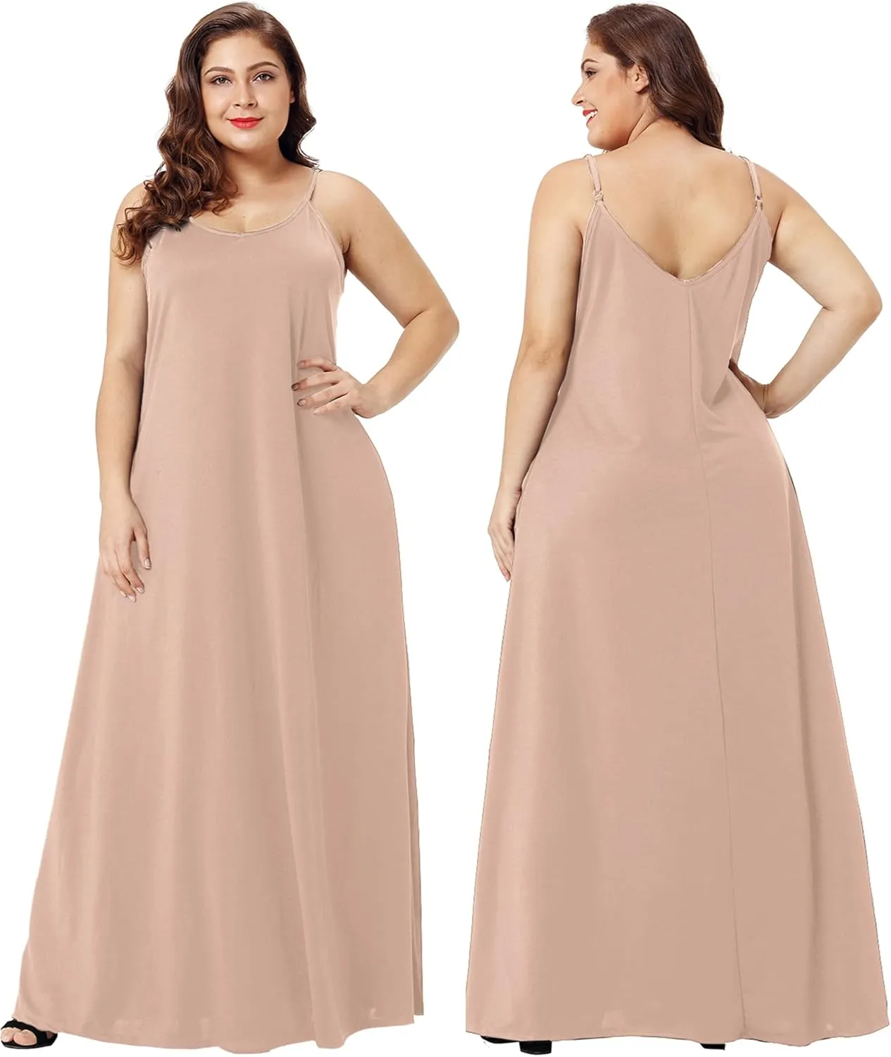 Wolddress Womens 2025 Casual Sleeveless Sundress Plus Size Loose Plain Long Summer Beach Maxi Dress with Pockets S-5X