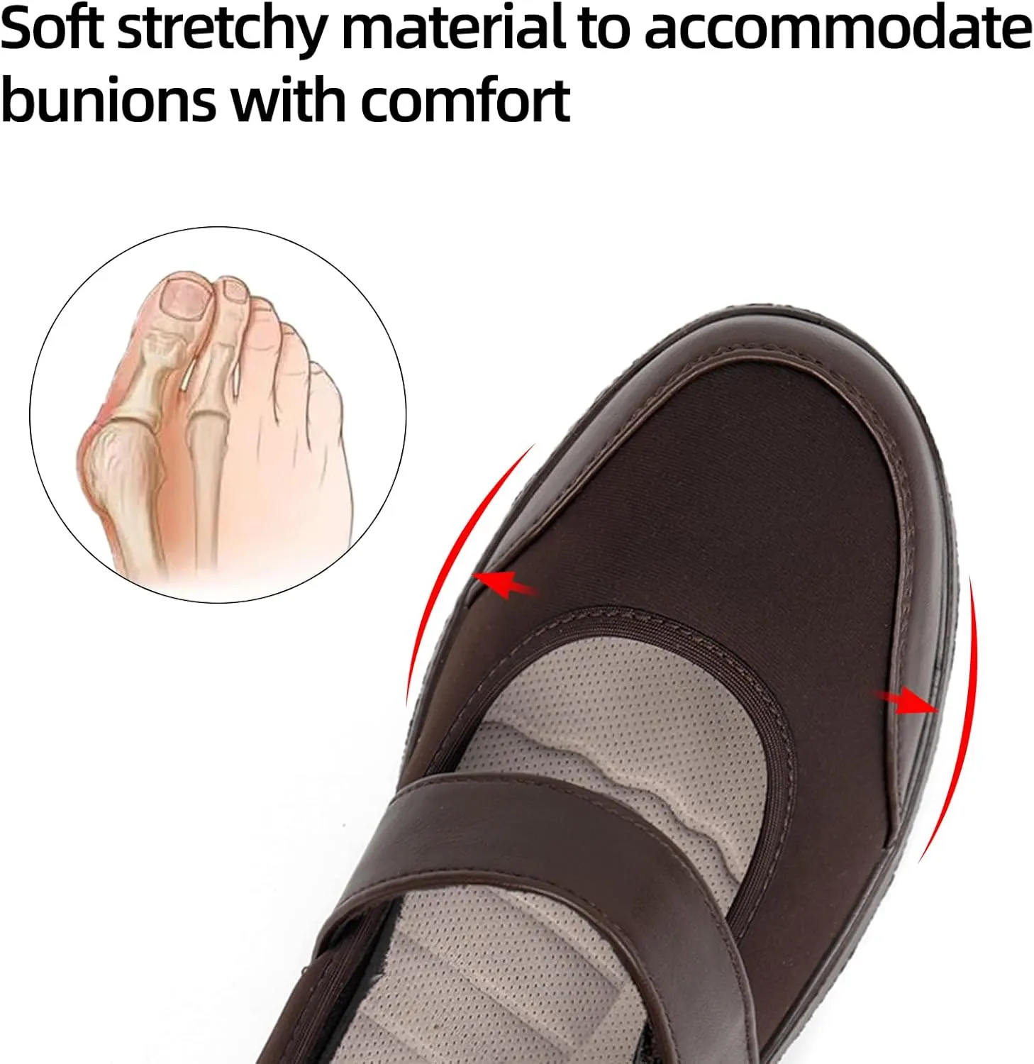Women Orthopedic Mary Jane Flats Comfortable Bunions Walking Shoes Round Toe Lightweight Orthotic Shoes with Arch Support