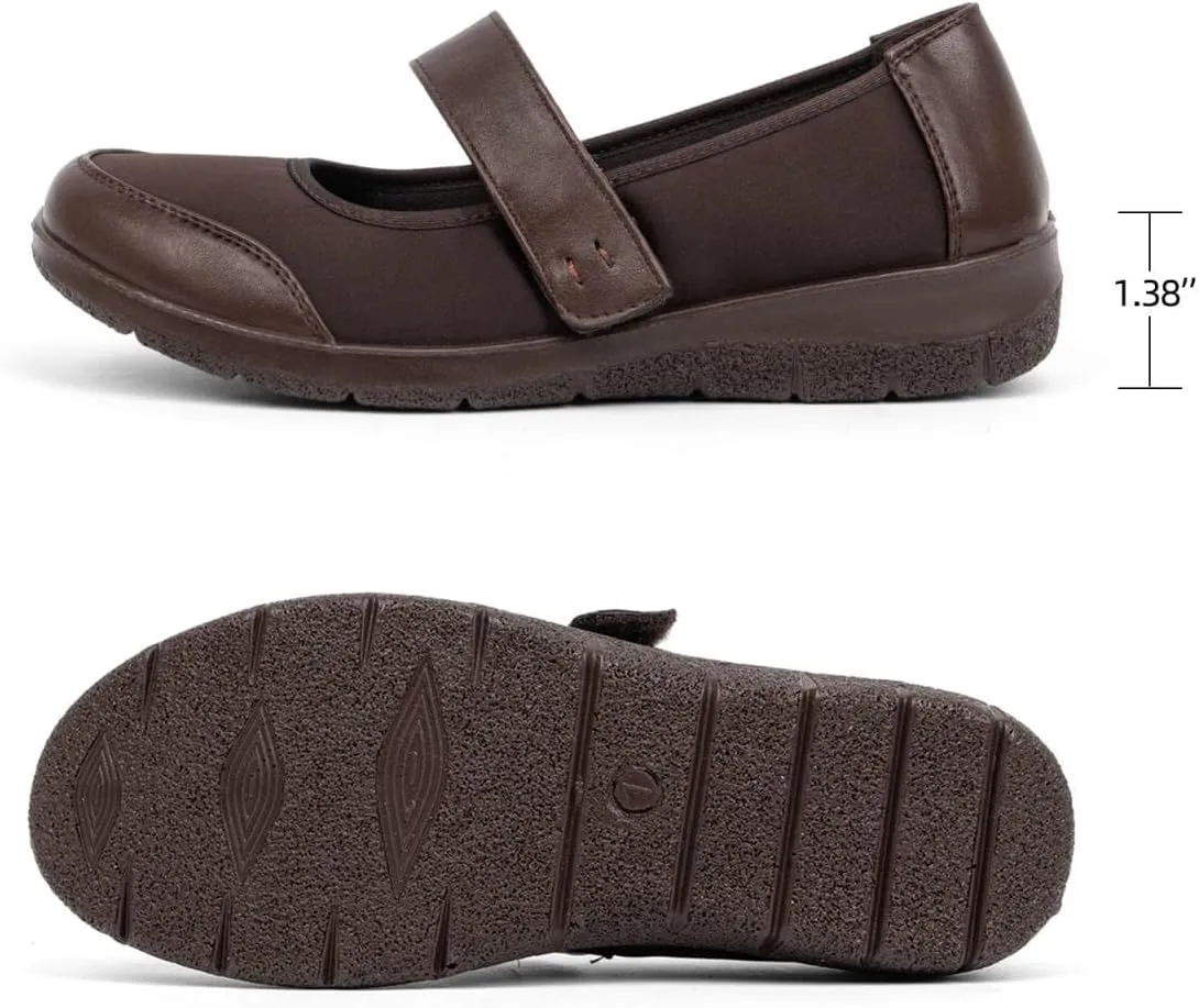 Women Orthopedic Mary Jane Flats Comfortable Bunions Walking Shoes Round Toe Lightweight Orthotic Shoes with Arch Support