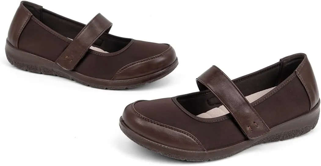 Women Orthopedic Mary Jane Flats Comfortable Bunions Walking Shoes Round Toe Lightweight Orthotic Shoes with Arch Support