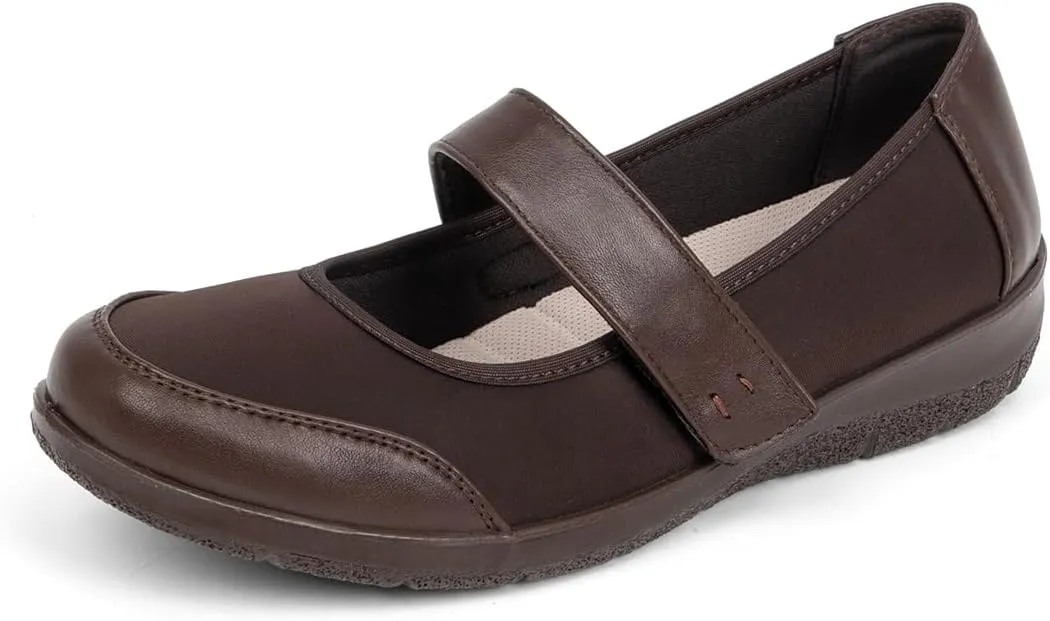 Women Orthopedic Mary Jane Flats Comfortable Bunions Walking Shoes Round Toe Lightweight Orthotic Shoes with Arch Support