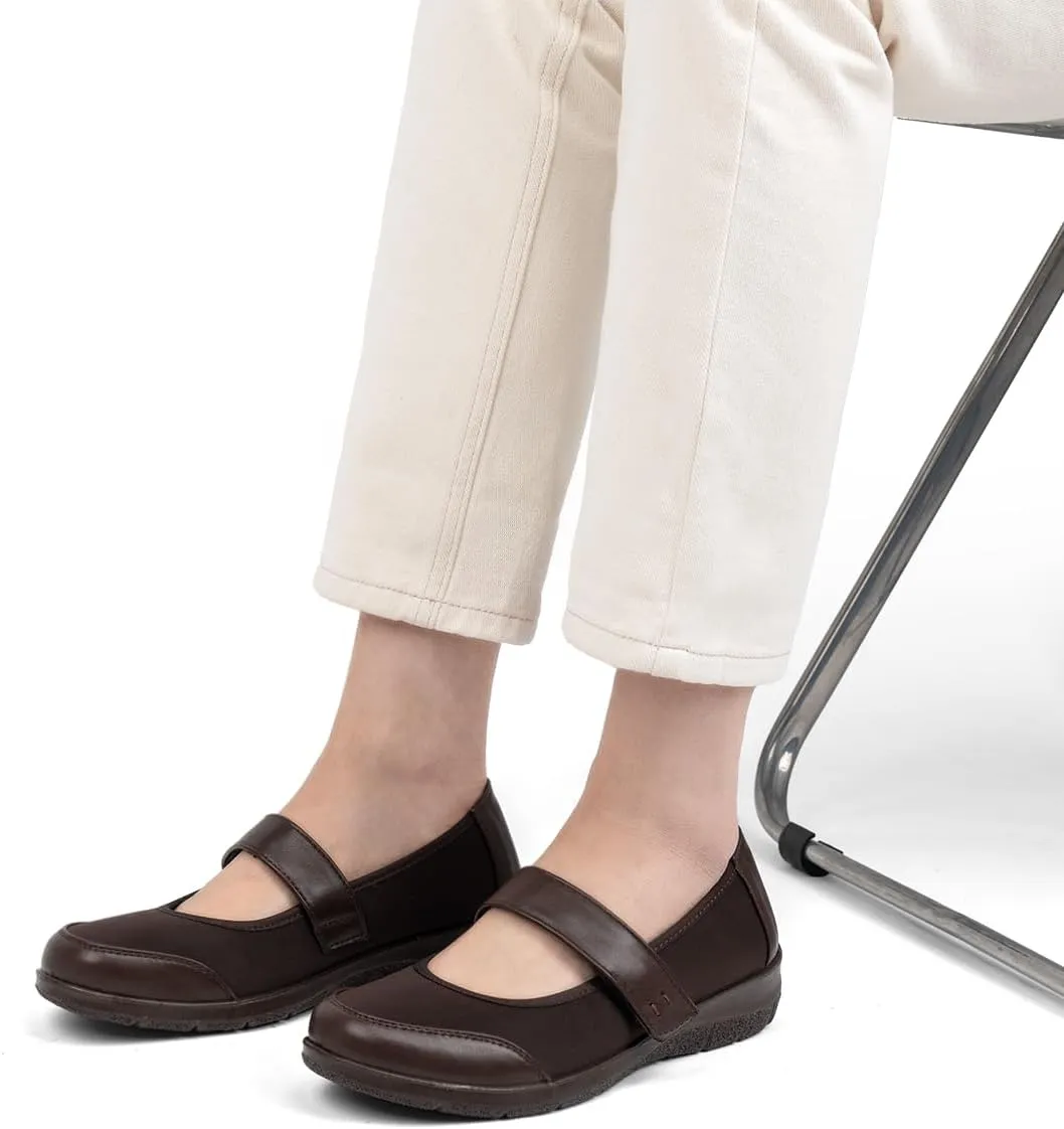 Women Orthopedic Mary Jane Flats Comfortable Bunions Walking Shoes Round Toe Lightweight Orthotic Shoes with Arch Support