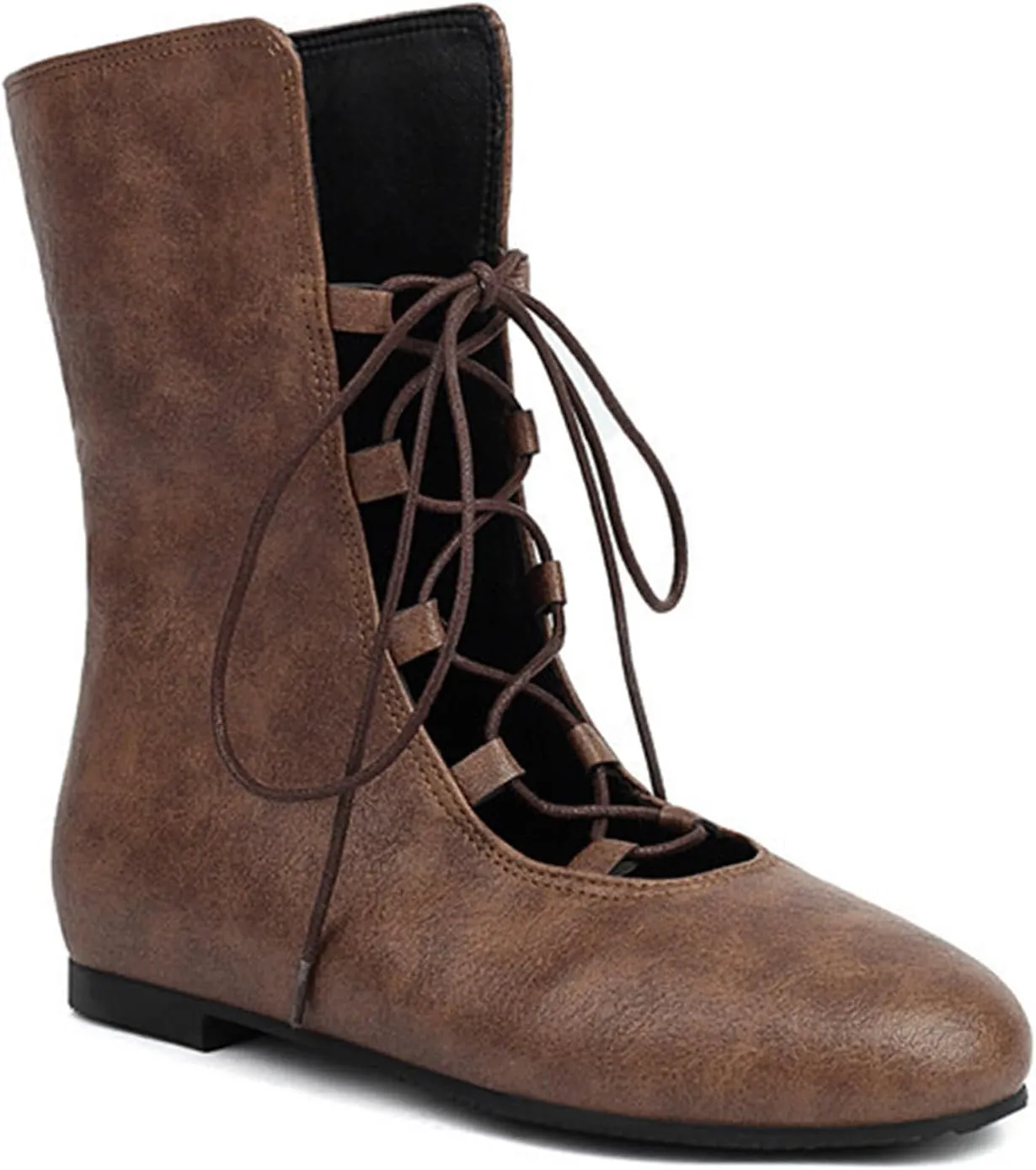 Women Renaissance Boots Medieval Cosplay Boots Halloween Vintage Stage Pirate Viking Tied Shoes