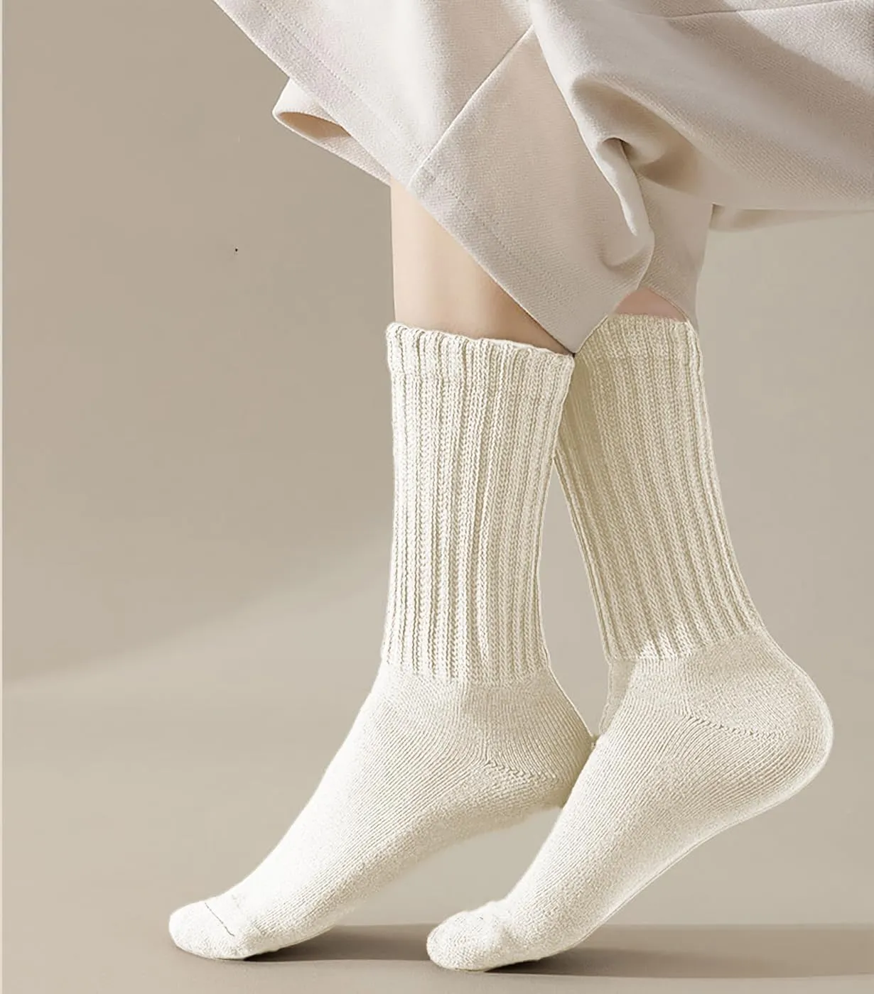 Women Slouch Socks Knit Mid Calf Rib Tube Scrunchy Slouchy Crew Socks
