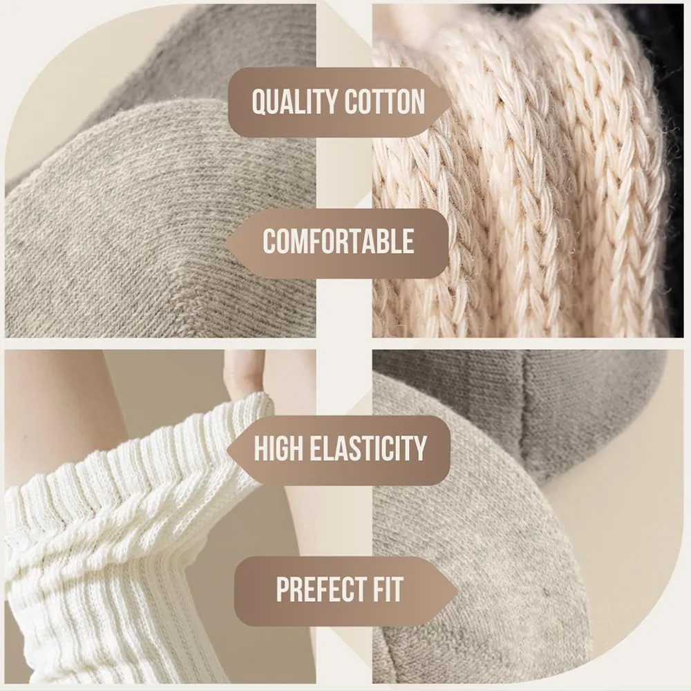 Women Slouch Socks Knit Mid Calf Rib Tube Scrunchy Slouchy Crew Socks