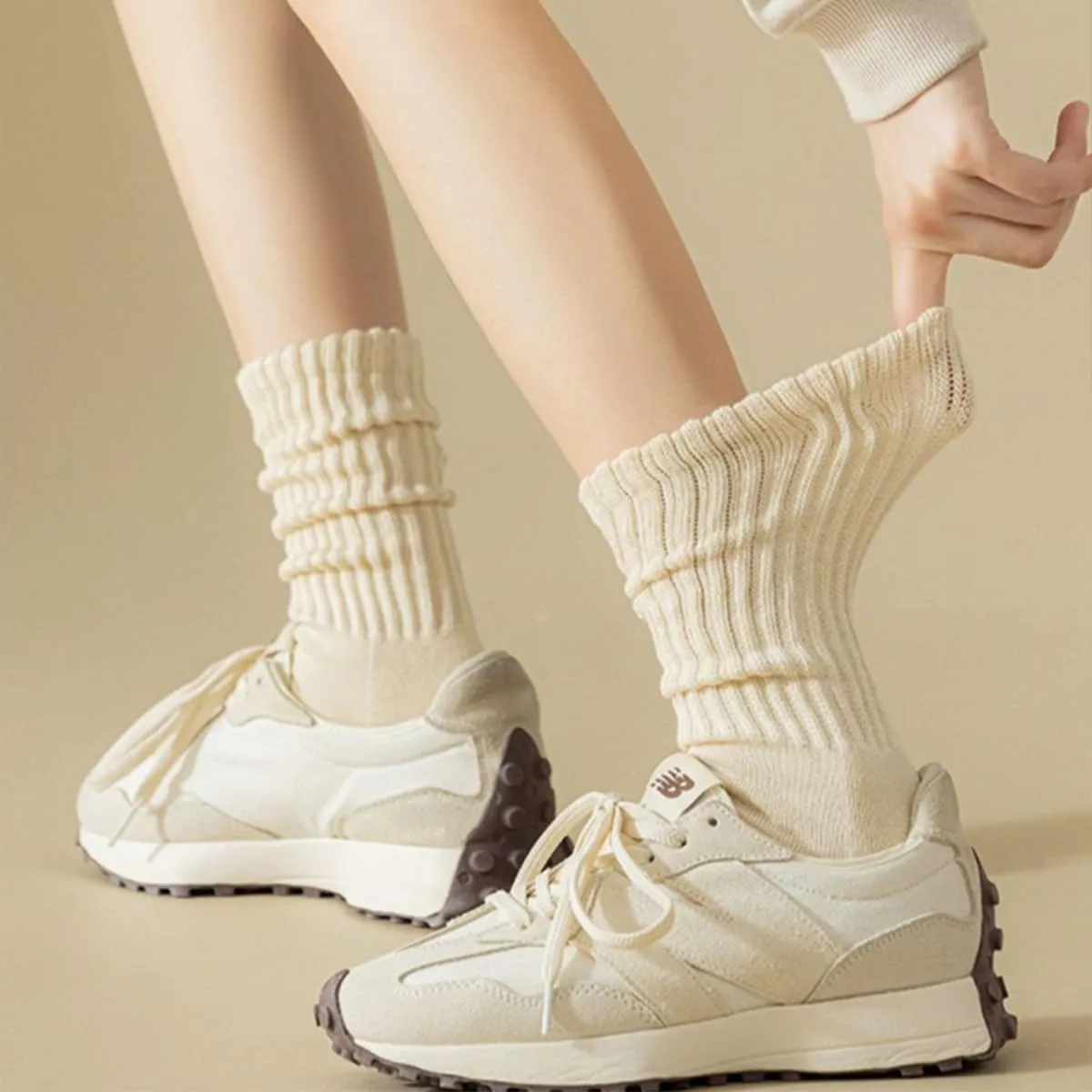 Women Slouch Socks Knit Mid Calf Rib Tube Scrunchy Slouchy Crew Socks